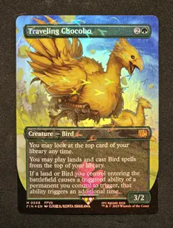 MTG Magic Final Fantasy Traveling Chocobo 0568 Borderless Chocobo Track Foil - Image 1