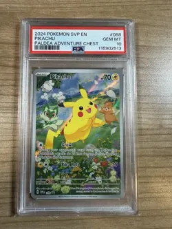 Pikachu 2024 Pokemon Paldea Adventure Chest Black Star Promo #088 PSA 10 - Image 1