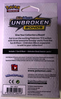 Pokemon Sun & Moon Unbroken Bonds 3-Pack Hanger Box Brand New Factory Sealed TCG - Image 2