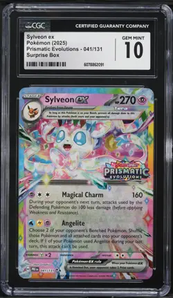 2025 Pokemon Prismatic Evolutions Surprise Box Sylveon ex #041 CGC 10 - Image 1