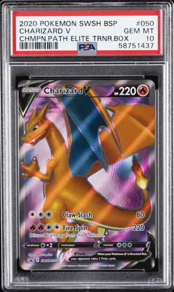 2020 POKEMON SWSH BLACK STAR PROMO #050 CHARIZARD V PSA 10 - Image 1