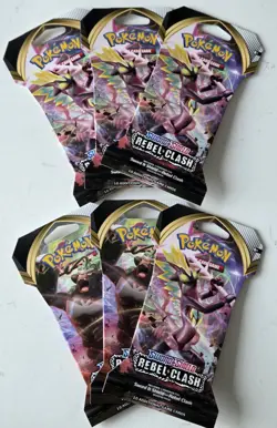 6x Rebel Clash Blister Packs - Factory Sealed Pokemon Sword & Shield Booster Lot 820650806827 - Image 1