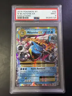 2016 Pokemon XY Evolutions: M Blastoise EX #22, PSA 9 Mint Condition - Image 1