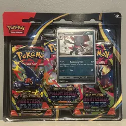 Pokemon TCG Mega Evolution Phantasmal Flames 3-Pack Blister Weavile Promo - Image 1
