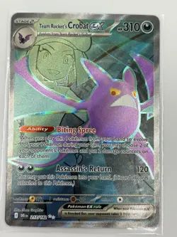 Team Rocket's Crobat ex 217/182 NM Destined Rivals Holo Pokemon TCG - Image 1