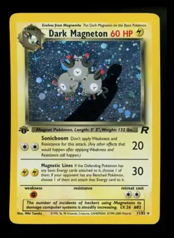 1st Edition Dark Magneton 11/82 Team Rocket 2000 Holo Rare WOTC Pokemon Card TCG - Image 1