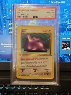 1999 Pokemon TCG Fossil 1st Edition Ditto Non-Holo Card PSA 8 - Image 1