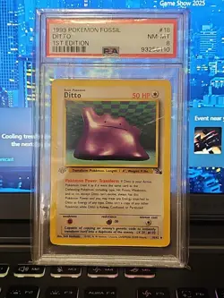 1999 Pokemon TCG Fossil 1st Edition Ditto Non-Holo Card PSA 8 - Image 2