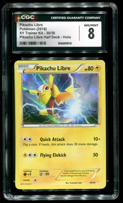 CGC 8 Pikachu Libre Holo Half Deck XY Trainer Kit 2016 Pokemon Card #30 - Image 1
