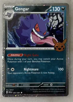 GENGAR 57/091 TRICK OR TRADE Stamp Paldean Fates HOLO Pokemon Card NM - Image 1