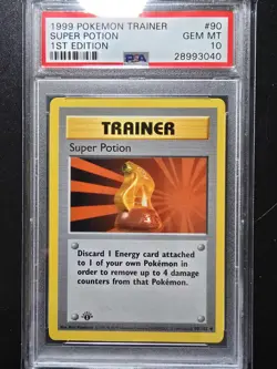 PSA 10 1st Edition Super Potion 90/102 - 1999 Base Set Thick Stamp Pokemon Card - Image 1