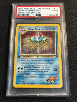 PSA 9 MINT Misty's Tentacruel 10 Gym Heroes 1st Edition Holo Pokemon Card - Image 1
