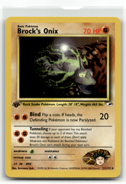 Pokemon TCG - Brock's Onix Gym Heroes 21 - 1st Edition Rare - Gym Heroes - Image 1