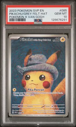2023 POKEMON SVP EN-SV BLACK STAR PROMO #085 PIKACHU WITH GREY FELT HAT PSA 10 - Image 1