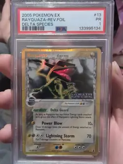 2005 Pokemon EX Delta Species #13 Rayquaza-Reverse Foil PSA 1 (POP 16) - Image 1