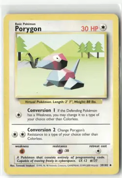 Pokemon 4th Print Porygon Uncommon Base Set 039/102 NM - Image 1