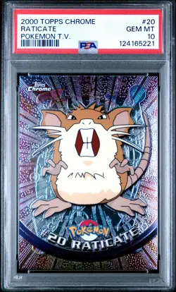 2000 TOPPS CHROME POKEMON T.V. #20 RATICATE PSA 10 - Image 1