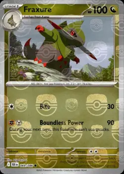 Pokemon Black Bolt Foil #069 Fraxure - Master Ball Variant - Image 1