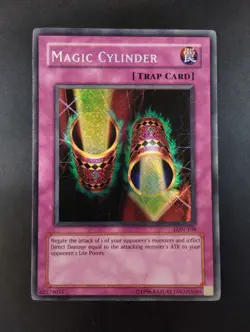 YUGIOH 2003 | MAGIC CYLINDER | LON-104 | NA OLD PRINT | MISPRINT REVERSE HOLO - Image 1