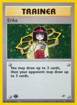Pokemon Erika (16) LP 1st Edition Normal Gym Heroes - Image 1