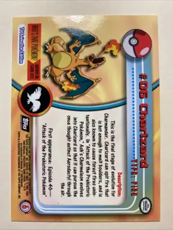 CHARIZARD Pokemon Card TCG Topps Tv Animation Edition #6 1999 - Image 2