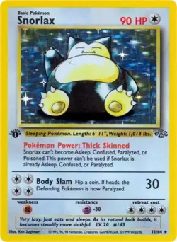 Pokemon Snorlax (11) NM Unlimited Normal Jungle - Image 1