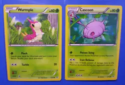 Cascoon 6/108 & Wurmple 3/108 Pokemon card XY Roaring Skies NM - Image 1