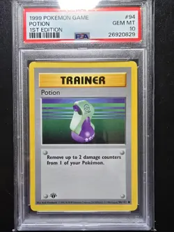 PSA 10 1st Edition Potion 94/102 - 1999 Base Set Thick Stamp Pokemon Card - Image 1