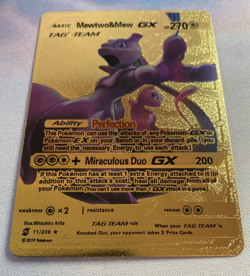 Mewtwo&Mew GX Pokemon Metal Gold **Fan Art Card** - Image 2