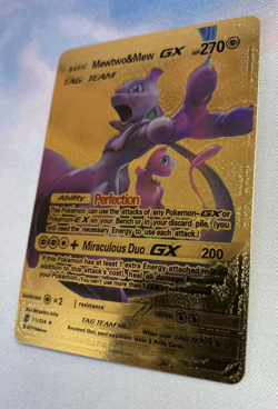 Mewtwo&Mew GX Pokemon Metal Gold **Fan Art Card** - Image 4