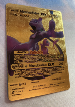 Mewtwo&Mew GX Pokemon Metal Gold **Fan Art Card** - Image 5