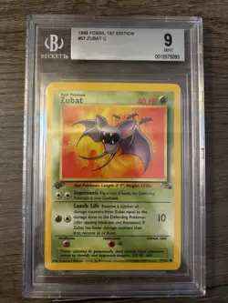 Pokemon TCG Zubat Fossil Card 1st Edition Regular Common 57/62 - Image 1