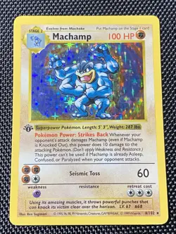 Shadowless Machamp Holo Rare 1st Edition Base Set #8/102 Vintage Pokemon Card LP - Image 1