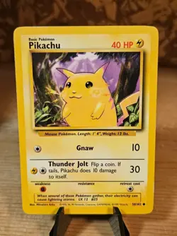 Pikachu Base Set Unlimited Common Card 58/102 Vintage MP+ - Image 1