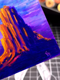 ALTERED - Mountain Land RED Magic Altered Hand Painted Art - Desert Scene - Image 4