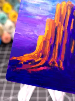 ALTERED - Mountain Land RED Magic Altered Hand Painted Art - Desert Scene - Image 5