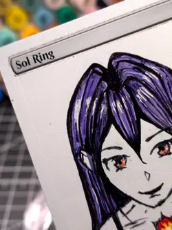 SOL RING - MTG *Altered Hand Painted Original Art Anime - Purple Hair Waifu - Image 2
