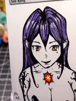 SOL RING - MTG *Altered Hand Painted Original Art Anime - Purple Hair Waifu - Image 3