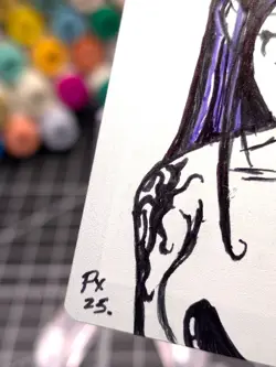 SOL RING - MTG *Altered Hand Painted Original Art Anime - Purple Hair Waifu - Image 4