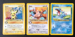 3 French Pokemon cards lot Neo Genesis set Pichu 12/111 Cleffa 20/111 Totodile - Image 1