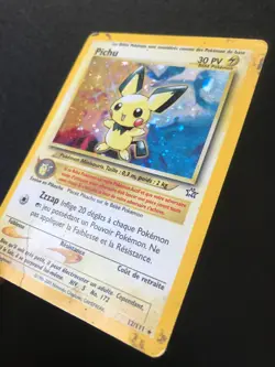 3 French Pokemon cards lot Neo Genesis set Pichu 12/111 Cleffa 20/111 Totodile - Image 3