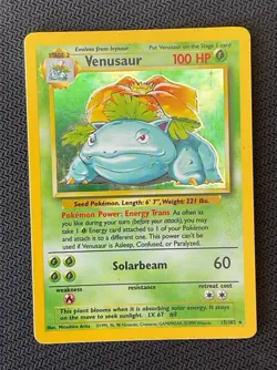 Venusaur 15 LP Base Set Holo Rare Pokemon Card TCG 1999 - Image 2