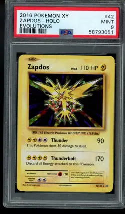 PSA 9 Zapdos Holo #42 Evolutions Mint Pokemon Card English 2016 Base Set Reprint - Image 1