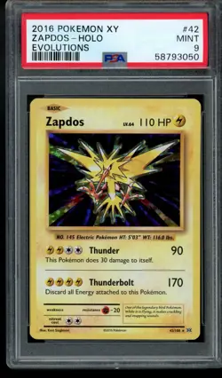 PSA 9 Zapdos Holo #42 Evolutions Mint Pokemon Card English 2016 Base Set Reprint - Image 3