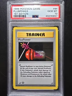 PSA 10 1st Edition PlusPower 84/102 - 1999 Base Set Thick Stamp Pokemon Card - Image 1