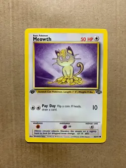 1st Edition Meowth 56/64 Jungle Set - Common Pokemon Card - NM/Mint - Image 1