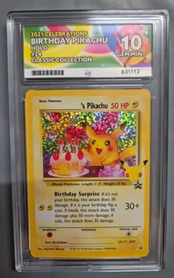 Pokemon Celebrations Pikachu Holo Birthday Card Classic Collection Graded Ace 10 - Image 1