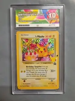 Pokemon Celebrations Pikachu Holo Birthday Card Classic Collection Graded Ace 10 - Image 2