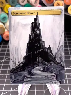 Command Tower - Commander Magic The Gathering - *Altered Hand Painted * DARKNES - Image 1