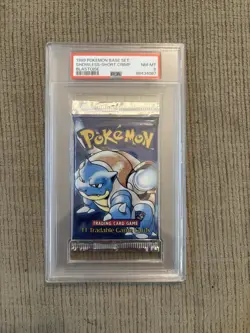 Pokemon Base Set Shadowless Blastoise Short Crimp Sealed Booster Pack PSA 8 NR! - Image 1